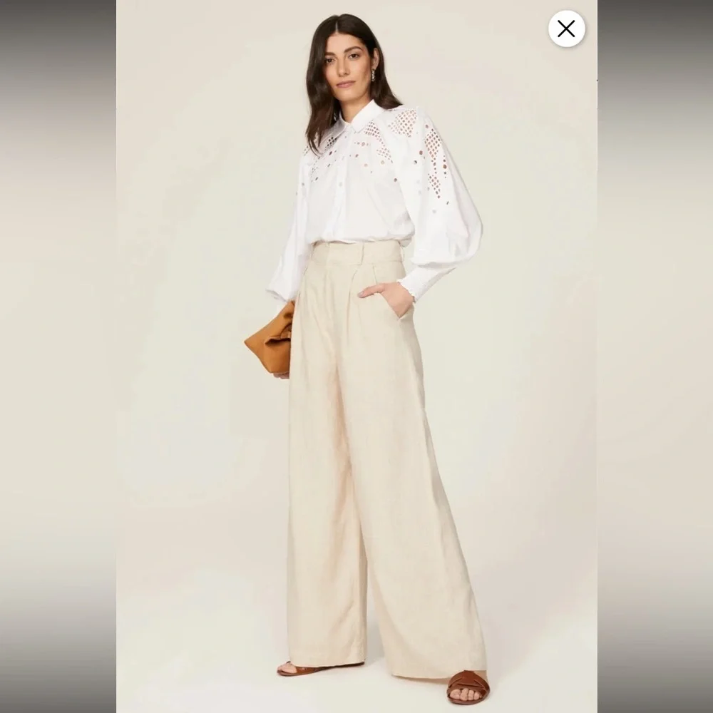 Veronica Beard Lilah Lace Cut Out Geometric Abstract White Eyelet Blouse Size 4 - Picture 3 of 11